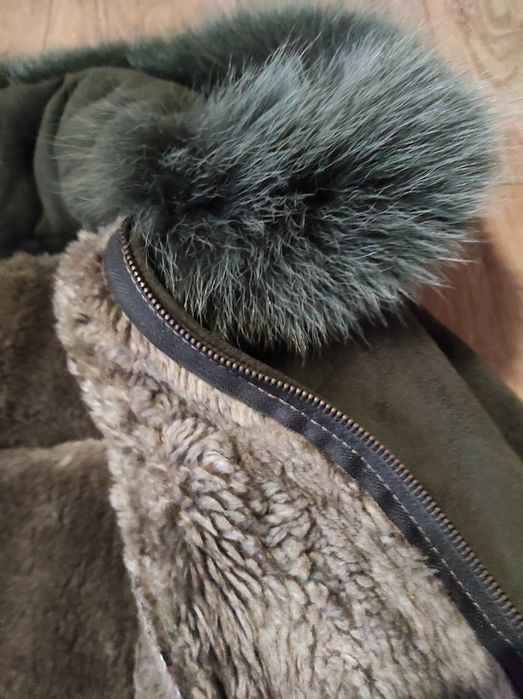 Женская дублёнка, цвет хаки