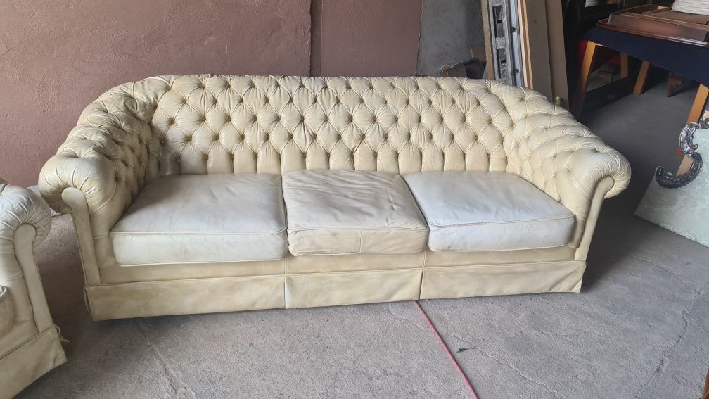 Sofa Kanapa Skórzana Chesterfield Skóra