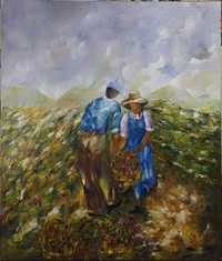 Quadro / Pintura a óleo sobre tela - "A Day in the Fields"