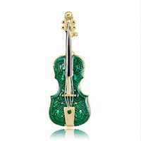 Broszka skrzypce zielone