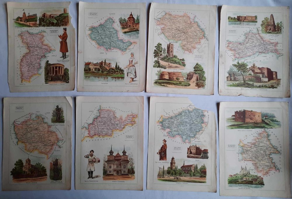 BAZEWICZ Atlas Geograficzny Ilustrowany Królestwa Polskiego 1907 rok.