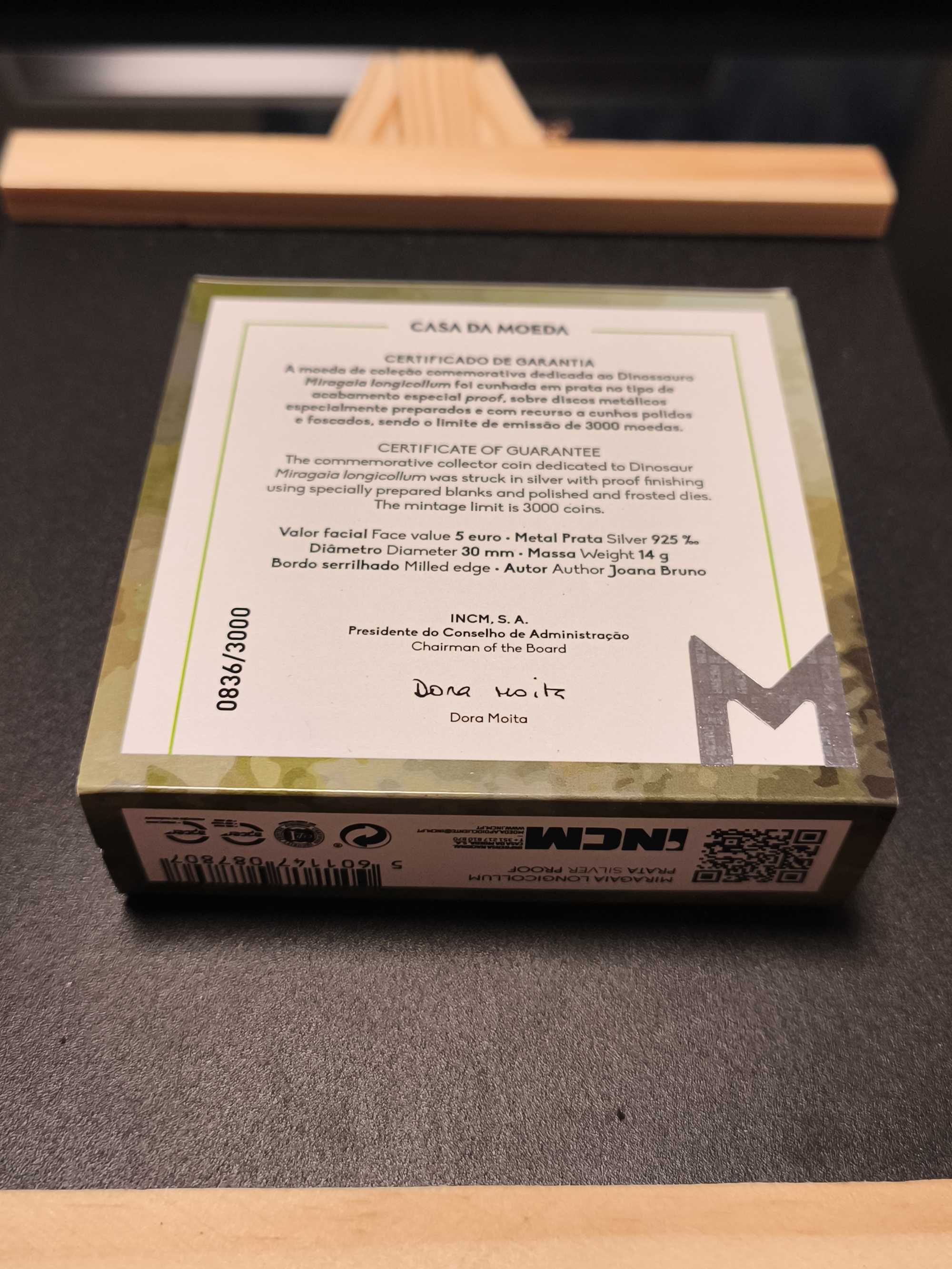 moeda 5€ dinossauro miragaia [prata proof]