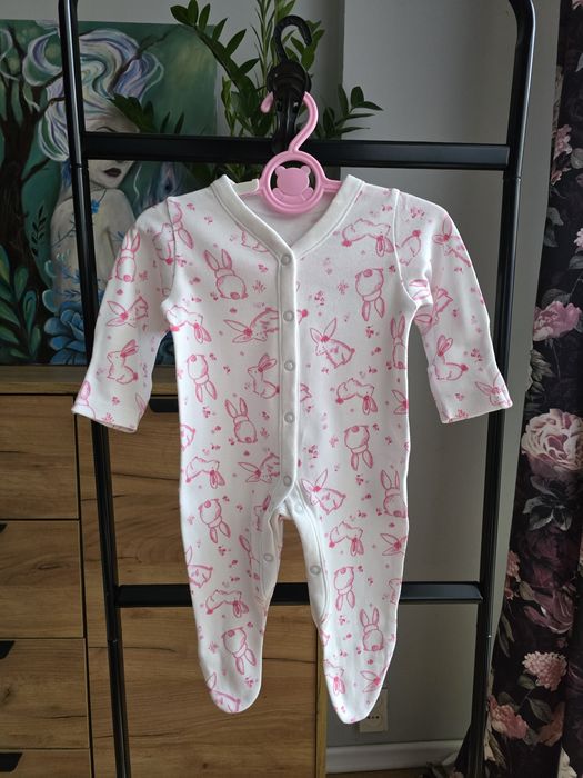 Śpioszki pajac w króliczki, Nutmeg 62cm 0-3 miesiące 100% bawełny