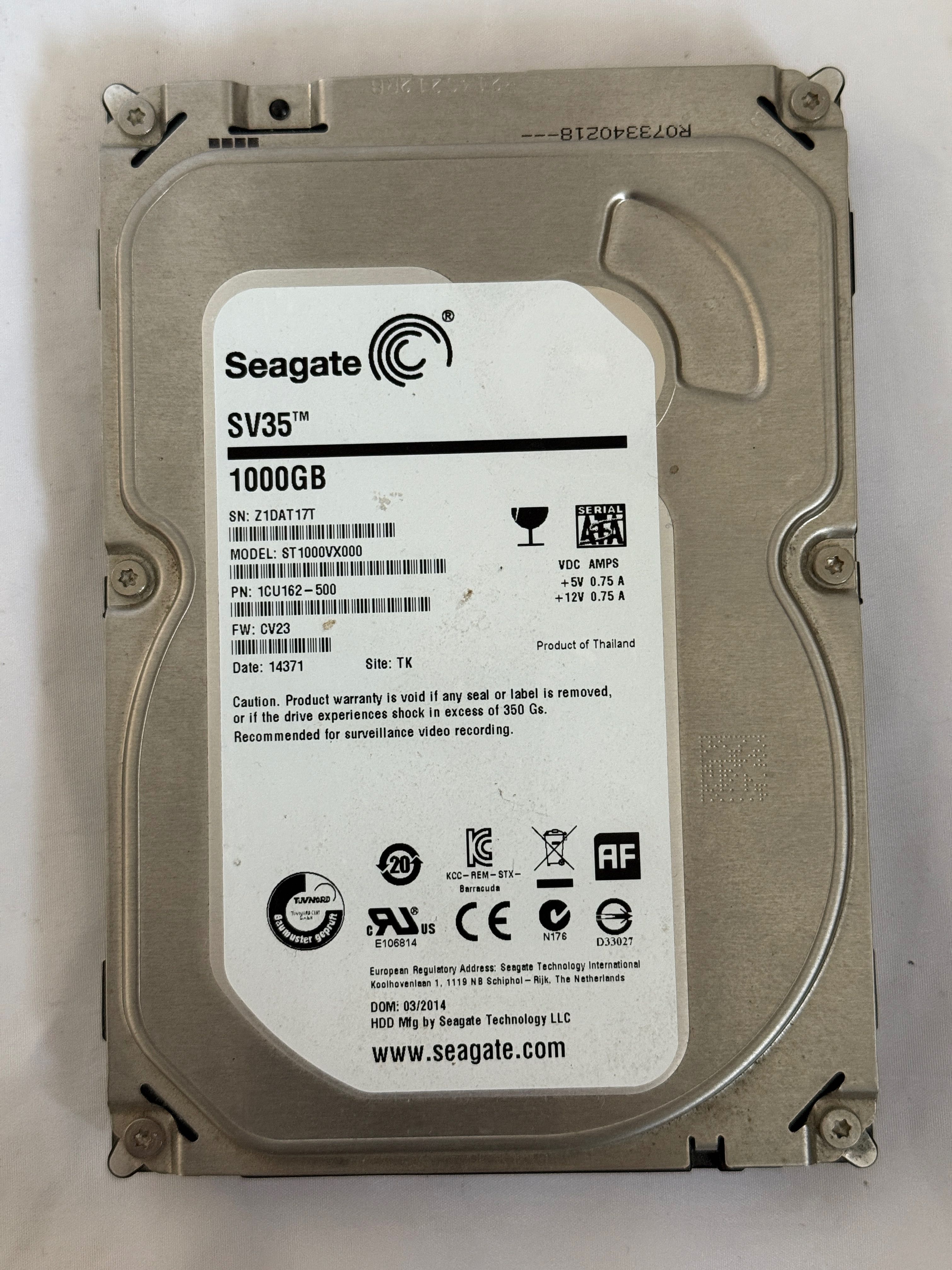 Dysk twardy HDD Seagate ST1000VX000 | FW CV12 | 1TB SATA 3,5"