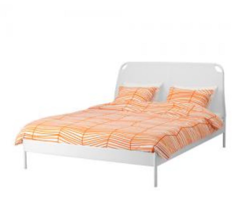 Łóżko metalowe białe Ikea Duken 140x200 stelaż i materac