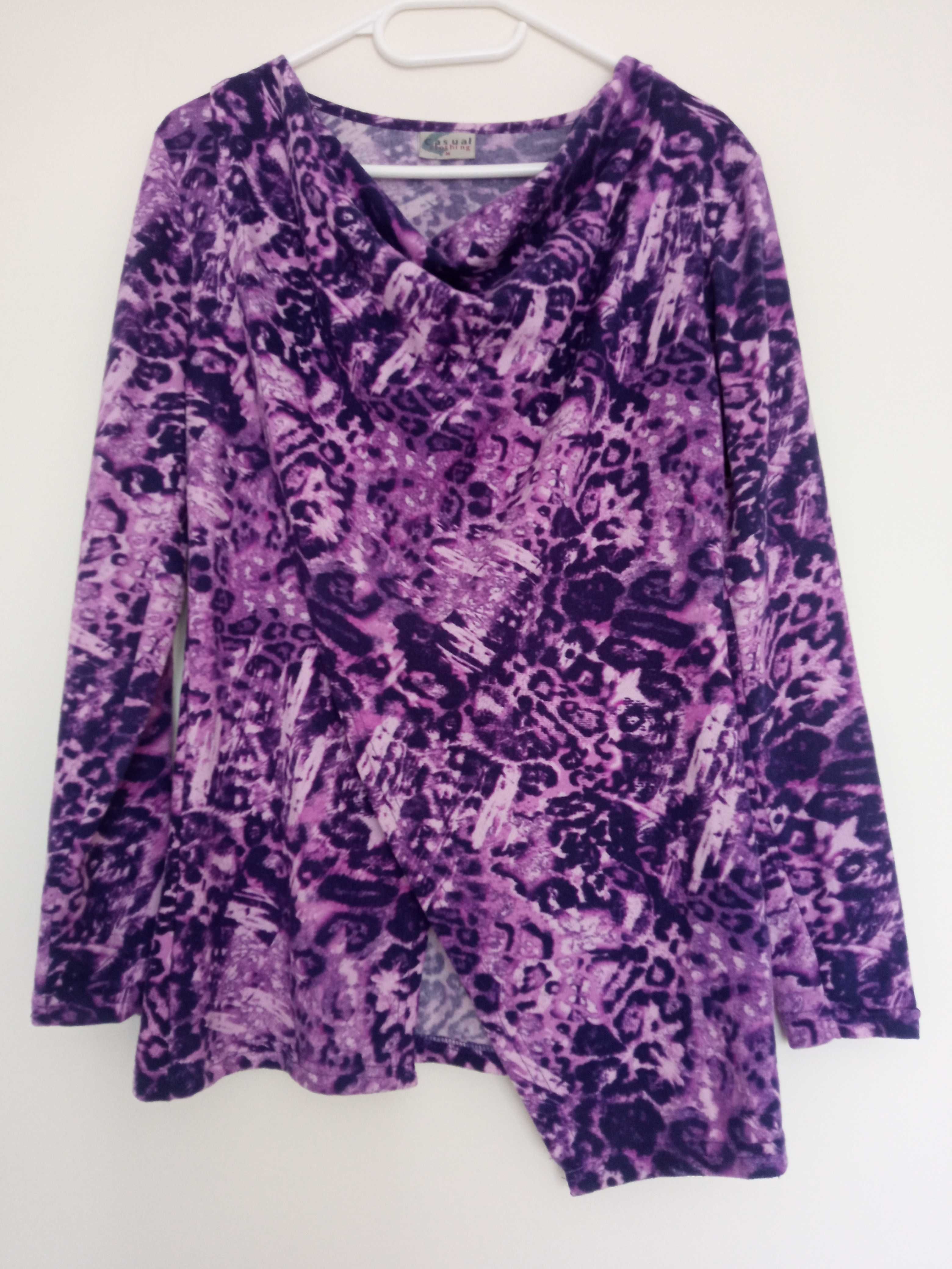 Bluzka fioletowa z lejącym dekoltem fioletowa Casual clothing 38 M