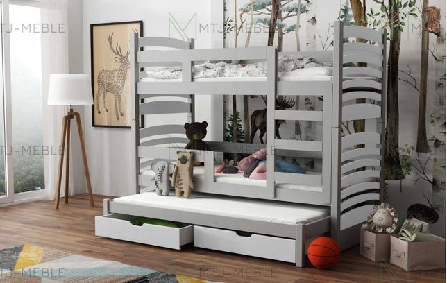 Piętrowe łóżko dla 3 dzieci OLAF z materacami gratis 180x75