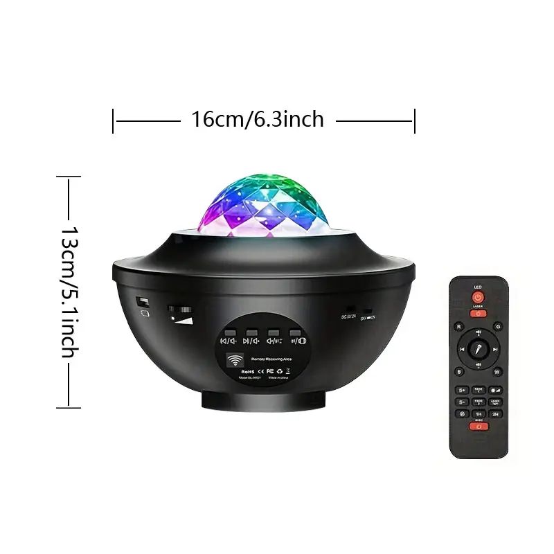 Projektor Gwiazd Kula Lampka Led Nocna Głośnik Bluetooth