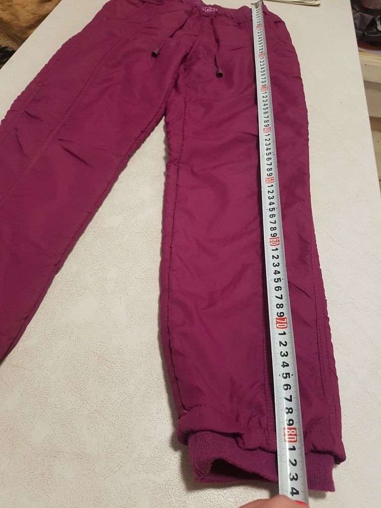 Зимние штаны на флисе H&S на девочку 158 рост фиолетовые бордовые
