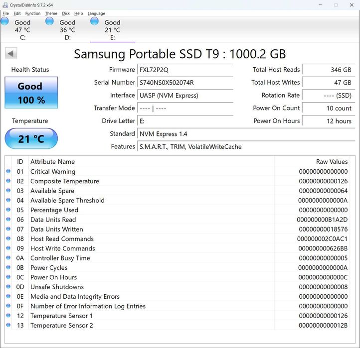 Samsung T9 1TB Portable SSD Black (MU-PG1T0B)