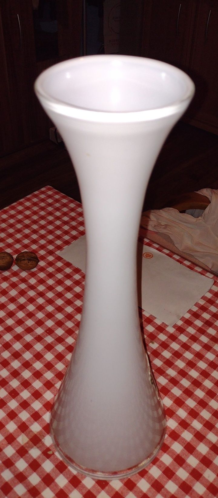 Duży wysoki wazon mleczny  szkło dwuwarstwowe