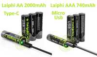 Акумулятор Laiphi AA AAA 1.5V USB Li-ion + кабель зарядки