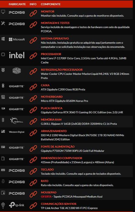 Desktop GigaByte Gaming | Intel i7 | RTX 3060Ti | SSD 1TB (+HDD 3TB)