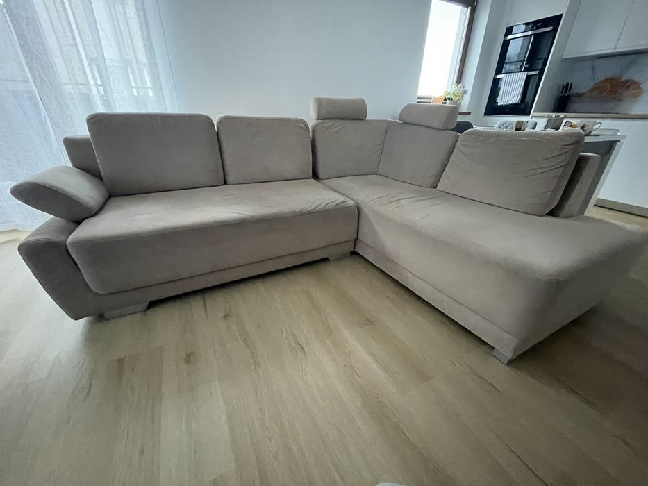 Nowoczesny narożnik 190x250 z funkcją spania i pojemnikiem