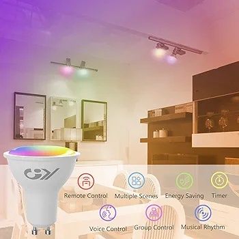 4 szt Żarówka Smart WIFIAlexa LEDGU10 7W,przyciemniane żarówki energoo