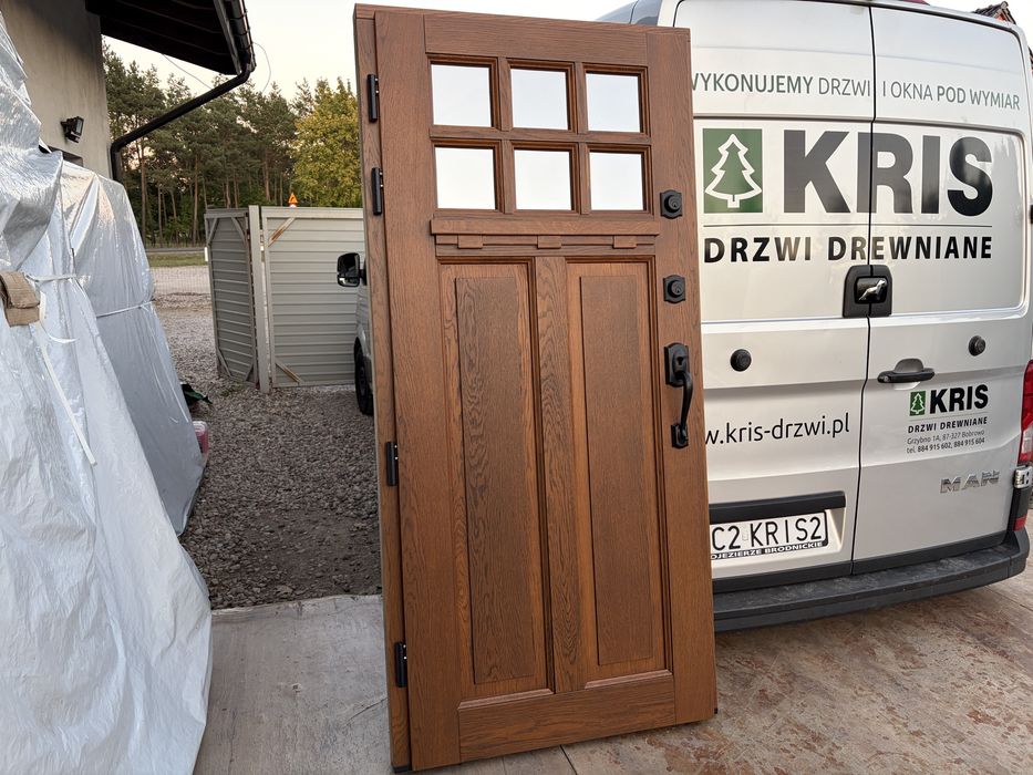 Drzwi zewnętrzne drewniane OD RĘKI Czyste powietrze schlage C.Polska