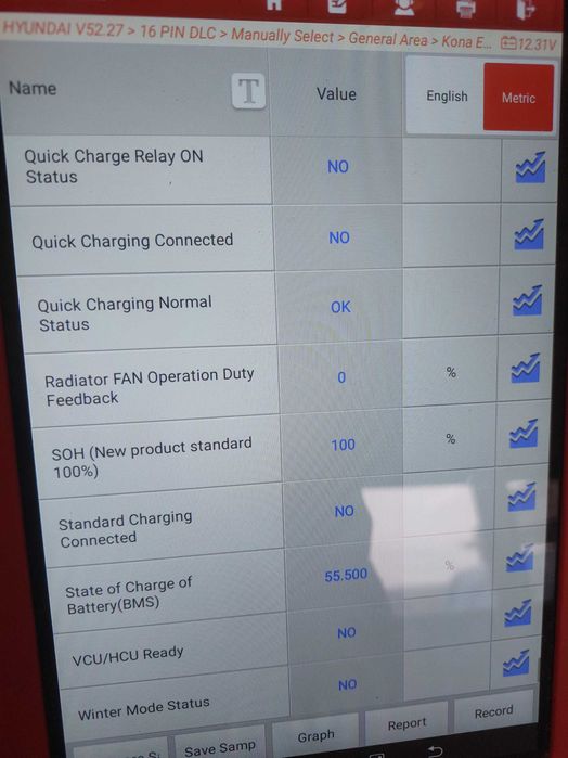 Bateria kona 64kw    soh 97-100%