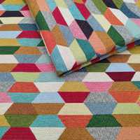 Tkanina tapicerska wzorzysta żakard Heksagony kolorowe