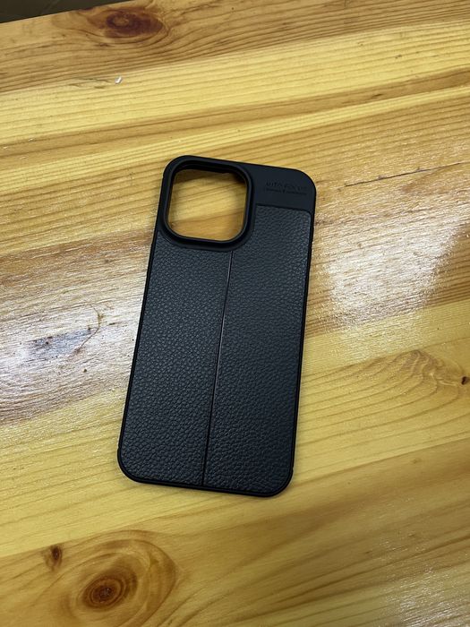 Протиударний чохол Litchi Texture на iPhone 15 Pro Max - чорний