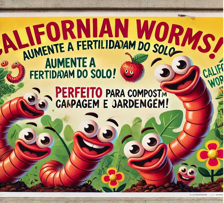 Minhocas Californianas para compostagem, pesca, alimentação de animais
