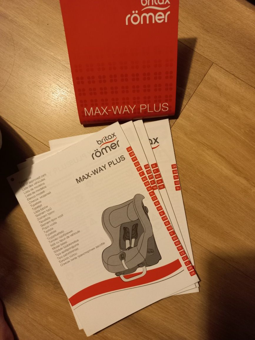 Bezwypadkowy britax Romer max way plus 9-25kg, bdb dokumenty