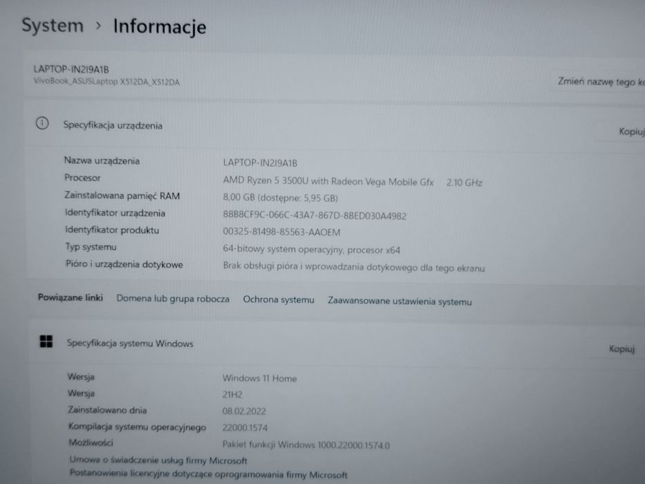 Laptop Asus vivobook 15 Rayzen 5