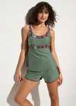 B.P.C tankini khaki w kolorowe wzory dłuższy model z szortami ^54