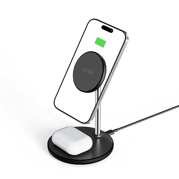 Tech-Protect Qi15W-A39/2In1 Magnetic Magsafe Wireless Charger Black