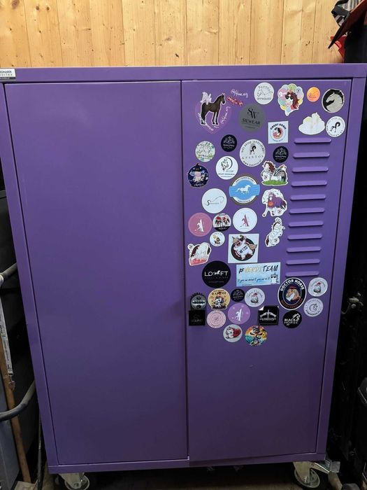 Paka jeździecka piękny fiolet, metalowa, zamek szyfrator, Nortex