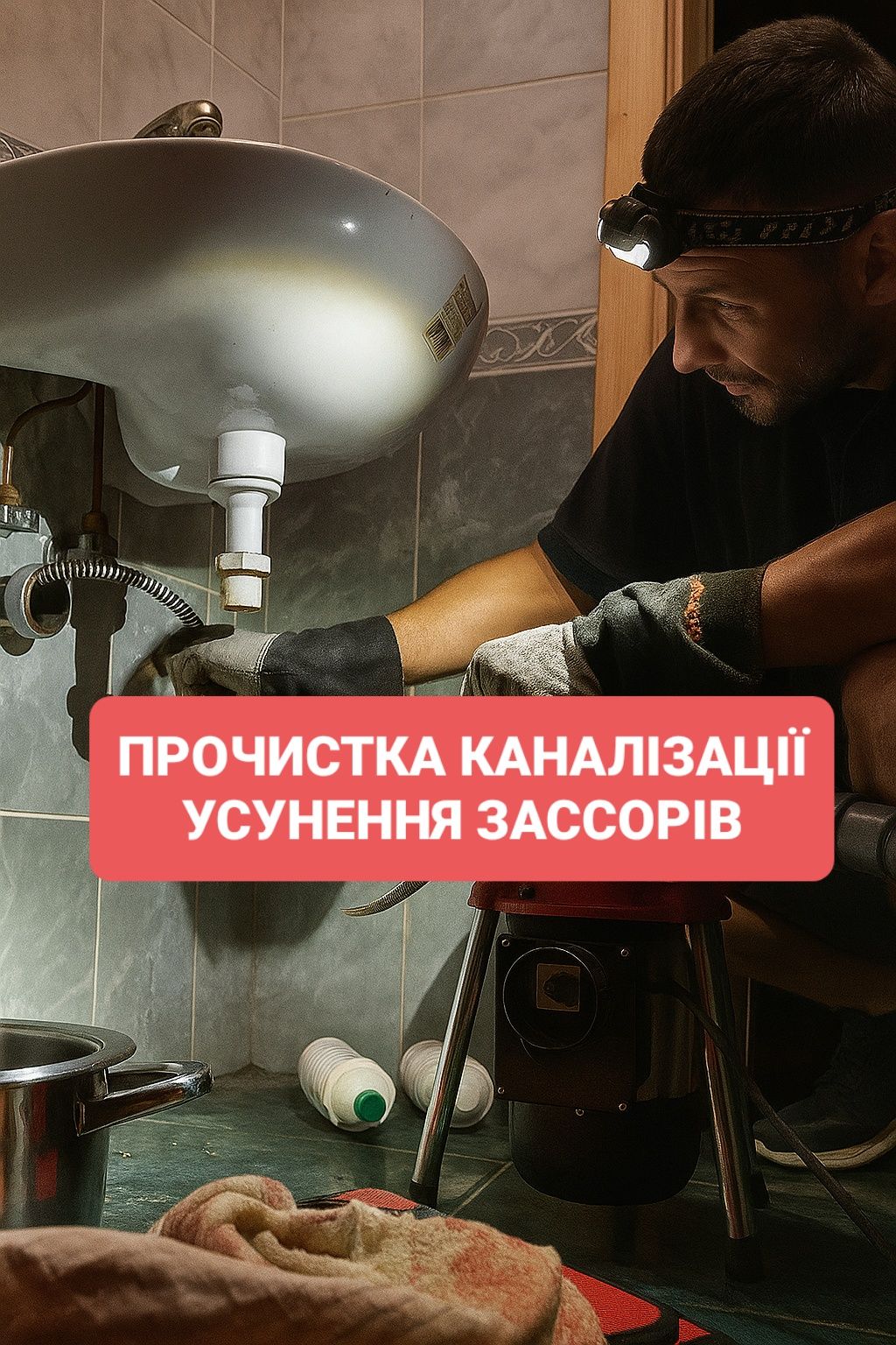 Прочищення каналізації, прочистка від зассорів, чистка каналізації