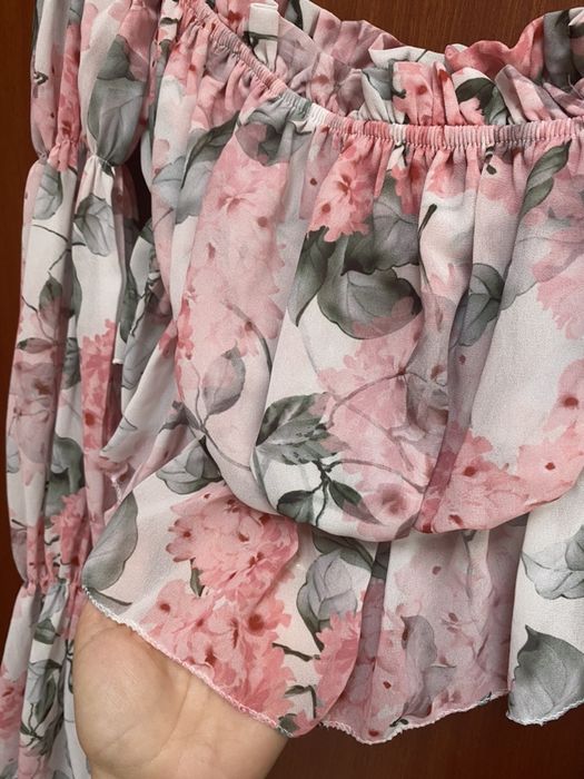 Crop Top estampado rosa e verde TU - Lindissimo (novo)