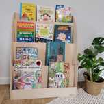 Drewniana biblioteczka Montessori, regał, półka na książki dla dzieci