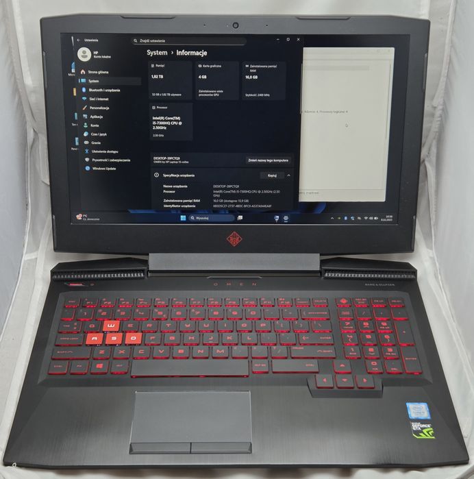 Laptop HP Omen 15-ce008nw gamingowy i5/GTX1050/16GB/1TB SSD/1TB HDD
