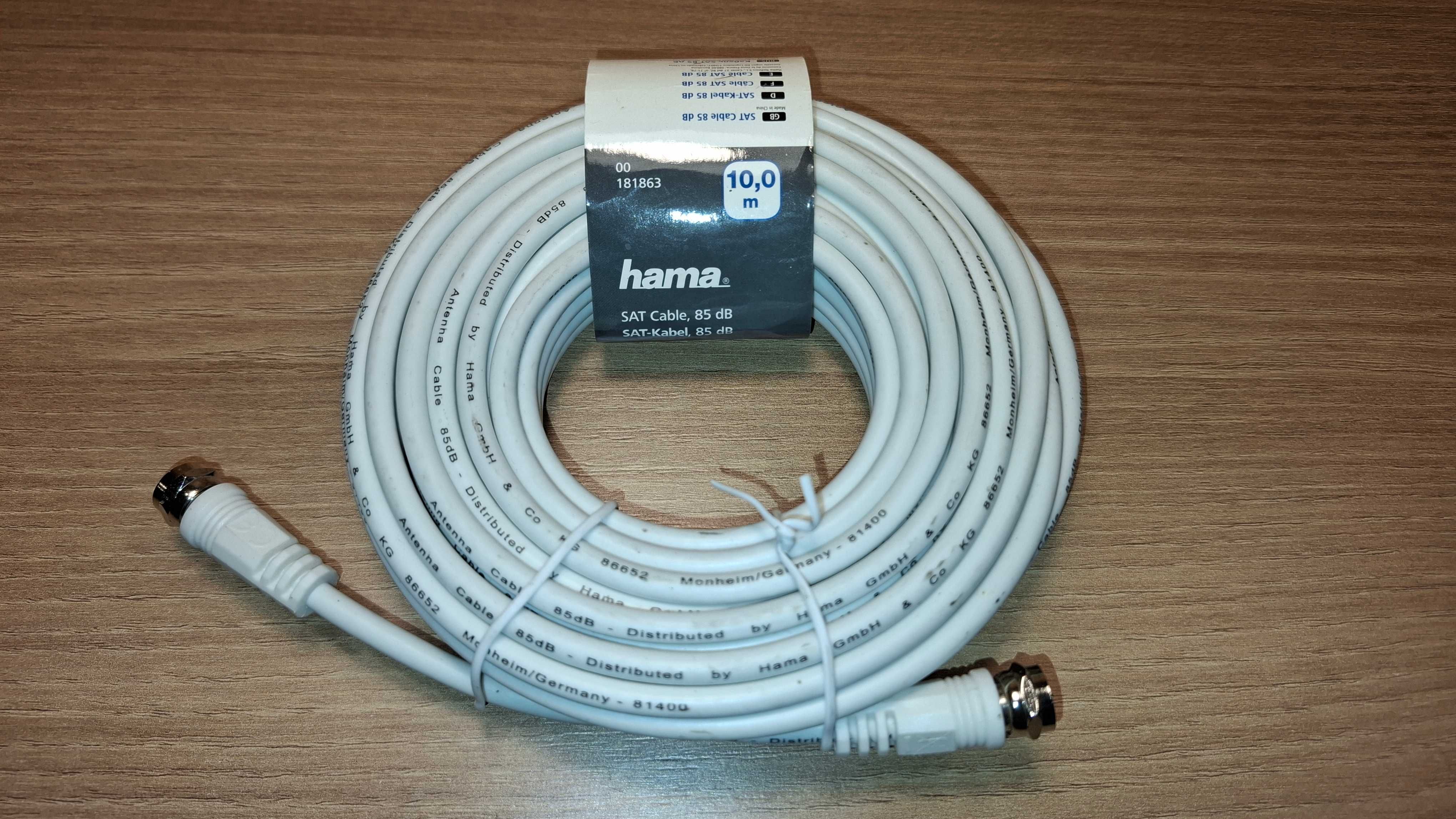 Kabel Antenowy - HAMA - Kabel Koncentryczny - DVB-T2 - 10 metrów