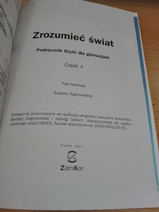 Zrozumieć Świat podręcznik fizyki gimnazjum 4 Zamkor Sagnowska