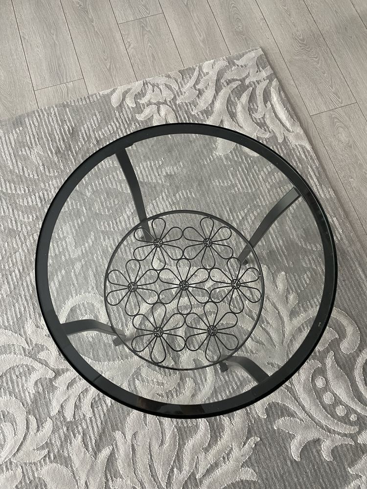 Stolik kawowy okrągły szkło metal Ikea