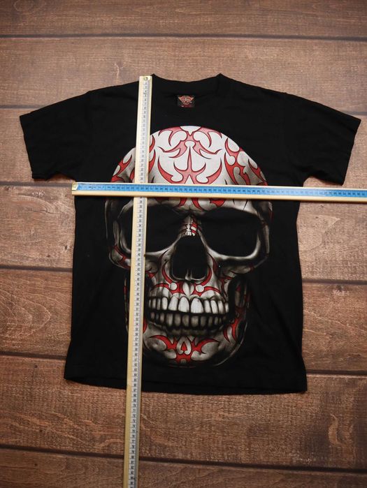 Vintage Retro Y2k black tshirt skull czarna koszulka z krótkim rękawem