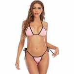 Hersonisos bikini wiązane plaż strój kąpielowy z cyrkoniami jas różowy