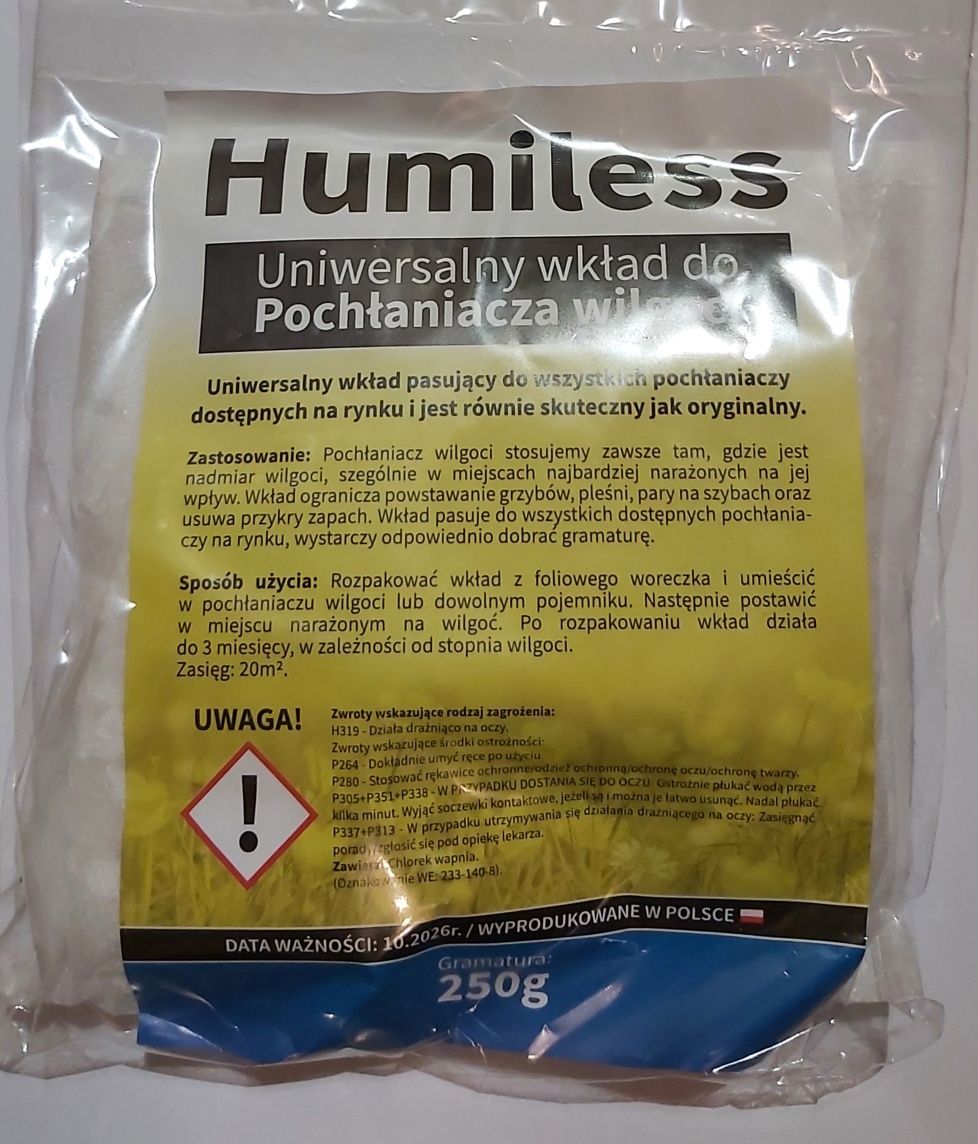 Uniwersalny wkład do pochłaniaczy wilgoci HUMILESS 250g