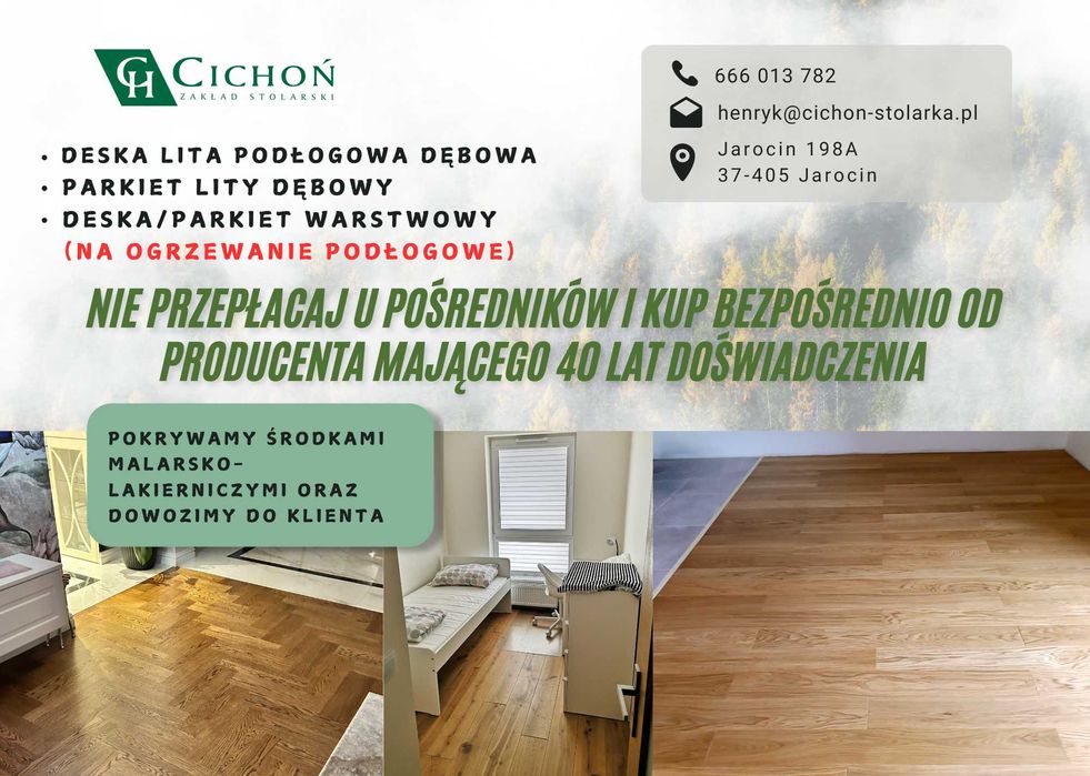 Parkiet warstwowy dąb jodełka deska PRODUCENT