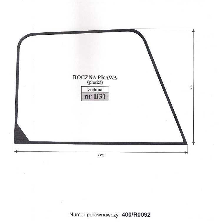 JCB  505-20 TC, 525-6 0, 527-58 - szyba boczna prawa B 31