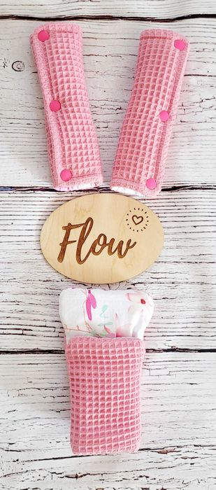 FLOW osłonki na pasy i pas krokowy bawełna waffel letni zestaw