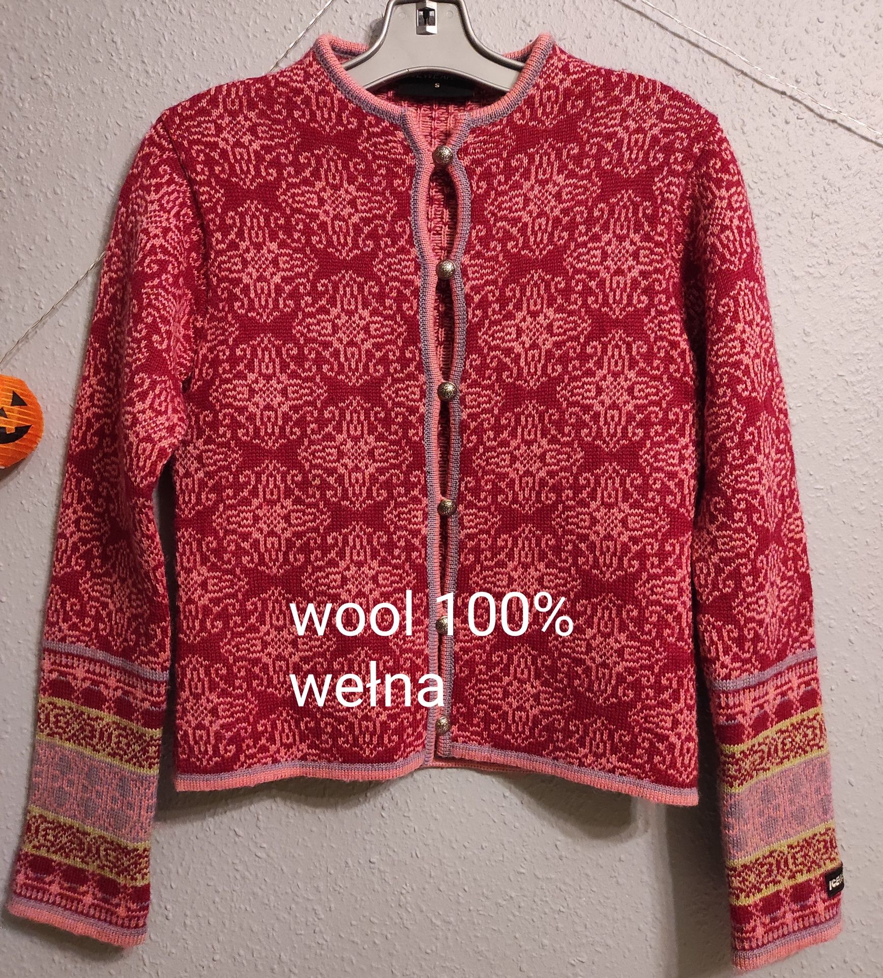 Sweter schumwoole Icewear styl vintage różowy rozmiar S /36