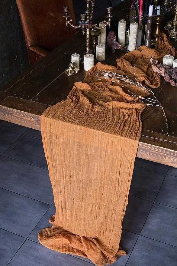Bieżnik na stół rustykalny styl boho 450x66 cm Orzech Włoski