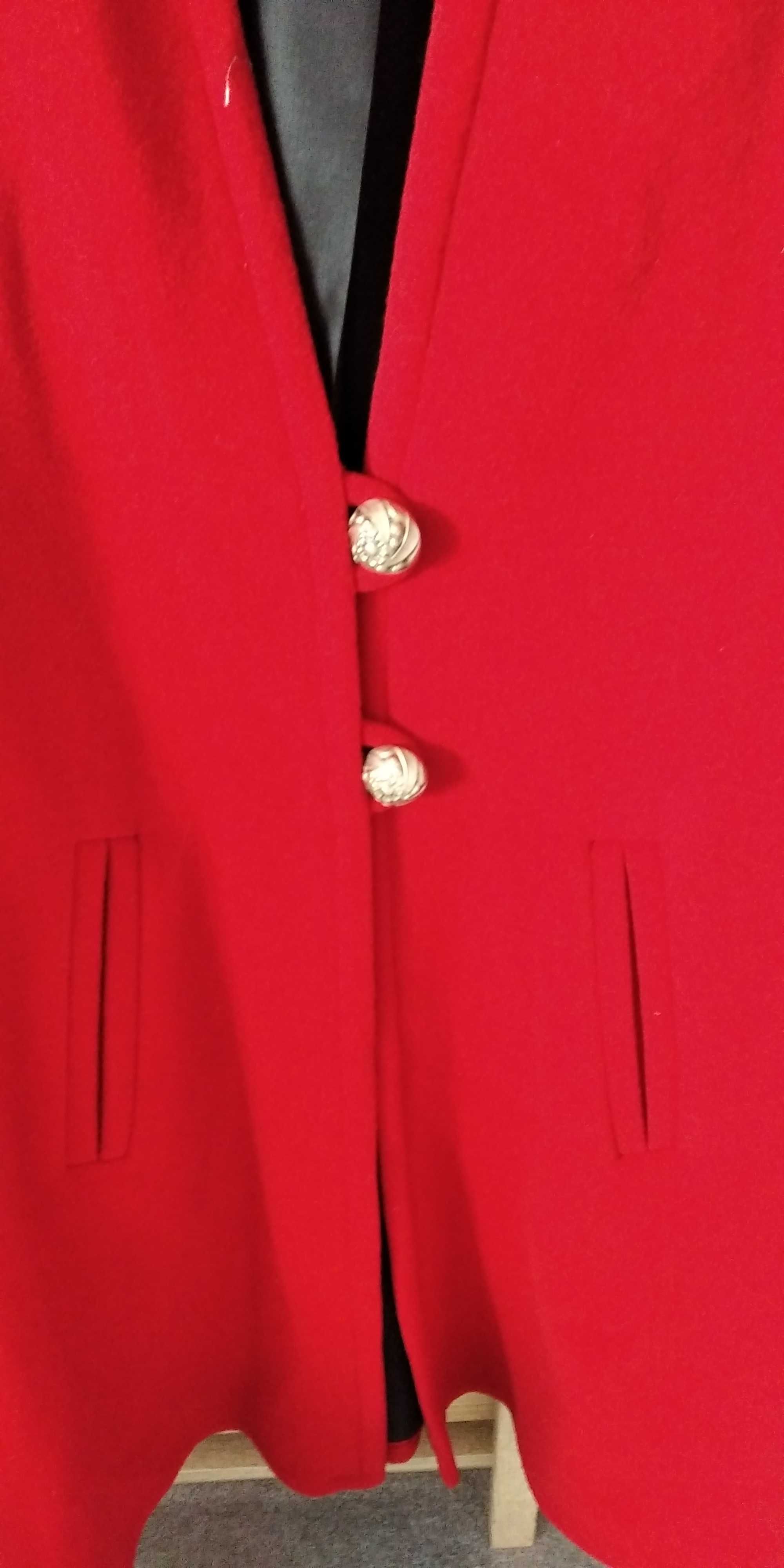 Płaszcz czerwony damski XL długi elegancki