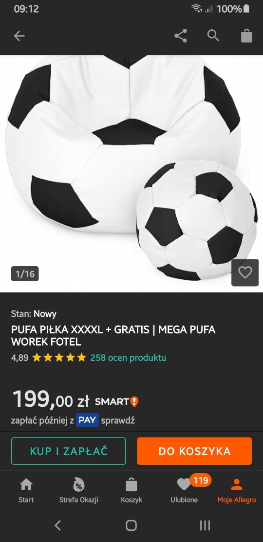 Pufa piłka XXXXXL plus mniejsza. Fotel leżanka wygodna