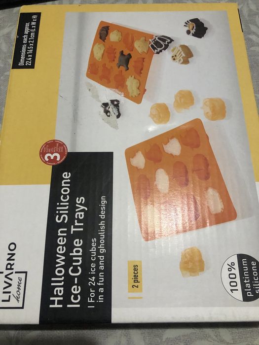 Silikonowe foremki na lód Halloween 2 szt 24 kostki lodu pomarańczowe