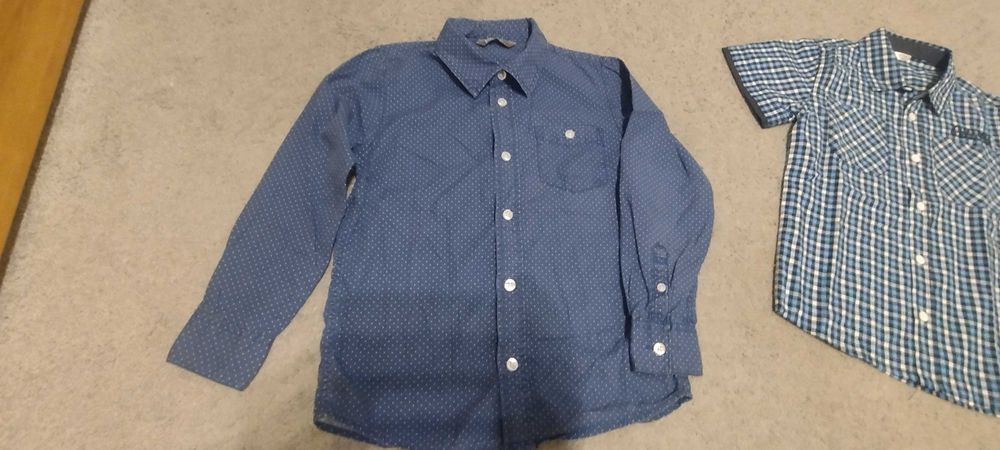 Koszule z długim rękawem 128 biała błękitna