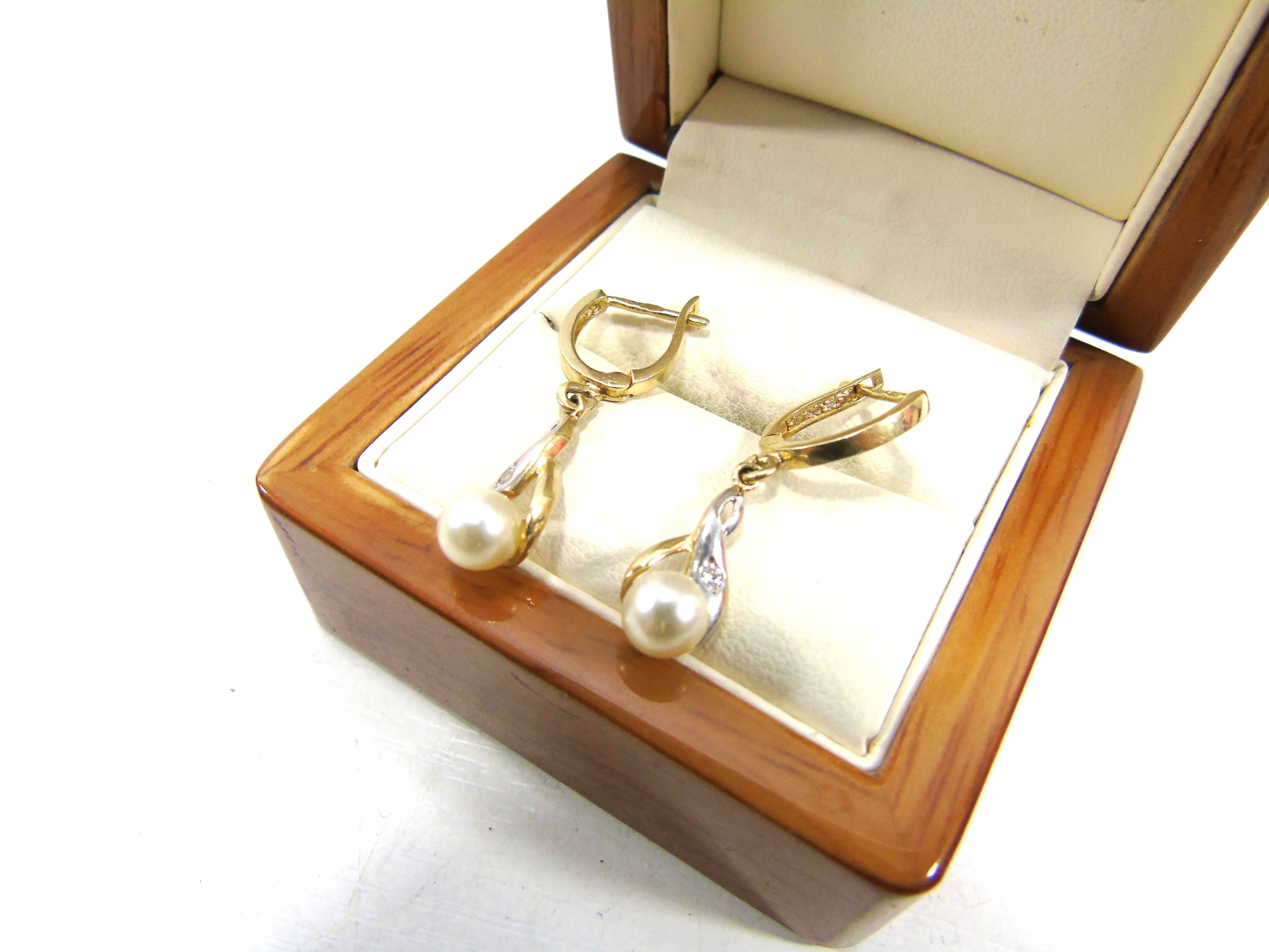 Perłowe Złote kolczyki PR.585 w.3,03g Lombard Żuromin Loombard