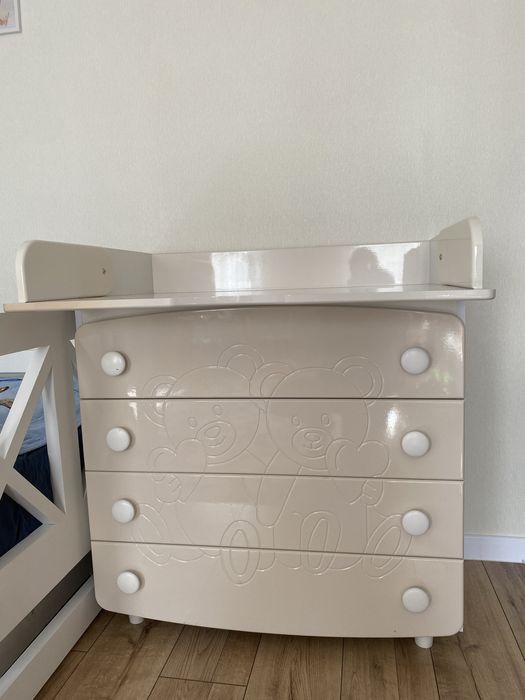 Дитяче ліжко Angelo Lux-2 Біле, + пеленальний комод+матрац